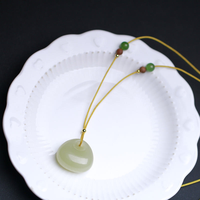 Nimara Ritual Natural Hetian Jade Small Bag Pattern Prosperity String Necklace Pendant