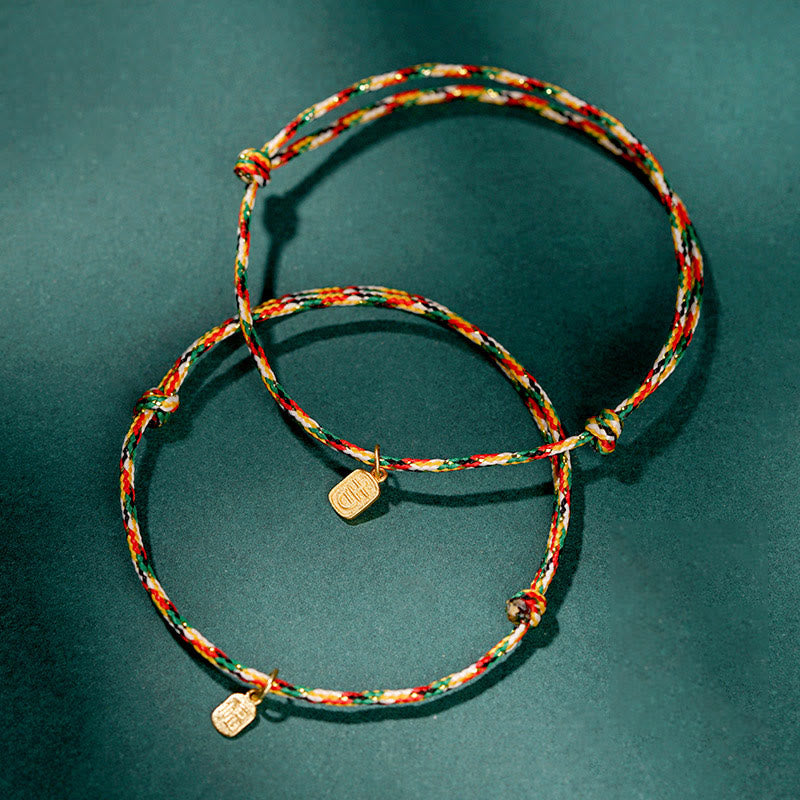 Nimara Ritual Auspicious Fu Character Peace And Joy Luck Handmade Multicolored Child Adult Bracelet