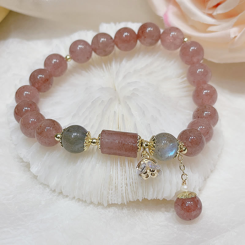 Nimara Ritual Natural Strawberry Quartz Moonstone Love Bracelet