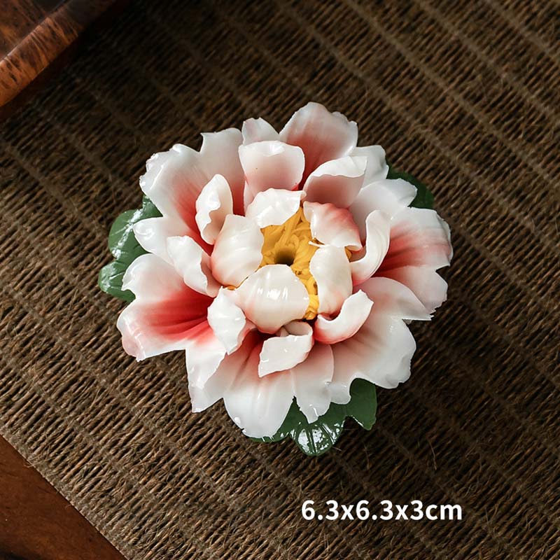 Nimara Ritual Tibetan Lotus Blessing Ceramic Stick Incense Burner Decoration