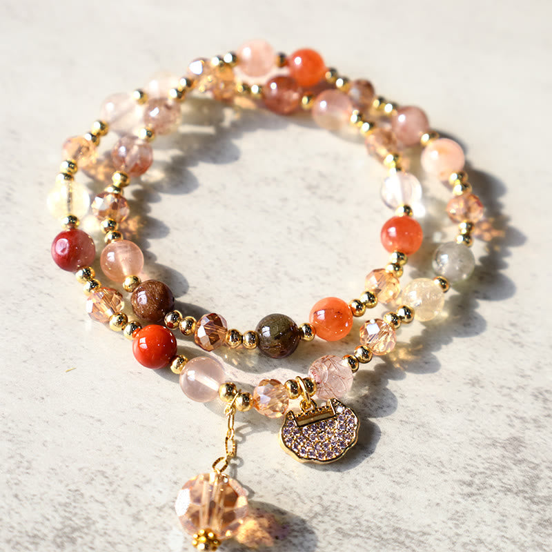 Nimara Ritual Colorful Rutilated Quartz Double Wrap Spiritual Growth Bead Bracelet