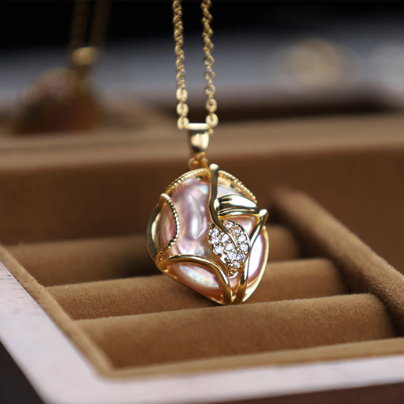 Nimara Ritual 18K Gold Plated Copper Natural Baroque Pearl Flower Sincerity Necklace Pendant