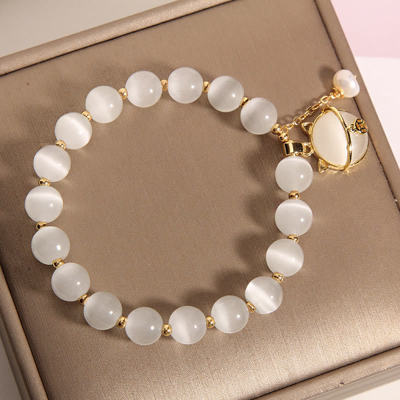 Nimara Ritual Cat's Eye Lovely Cat Pattern Pearl Love Charm Bracelet