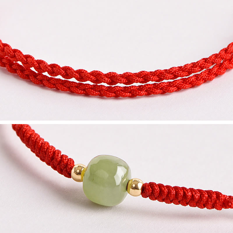 Nimara Ritual Handmade Jade Lucky Bead Prosperity Braided Bracelet