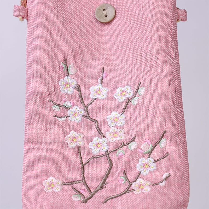 Nimara Ritual Small Embroidered Flowers Crossbody Bag Shoulder Bag Cellphone Bag 11*20cm