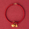 Nimara Ritual Handmade Fu Character Charm Luck Happiness Bell Red Rope Bracelet