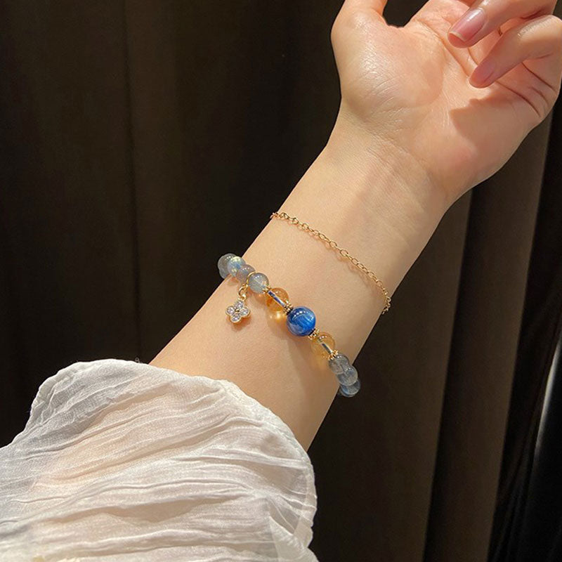 Nimara Ritual Natural Moonstone Flower Chram Healing Beads Bracelet