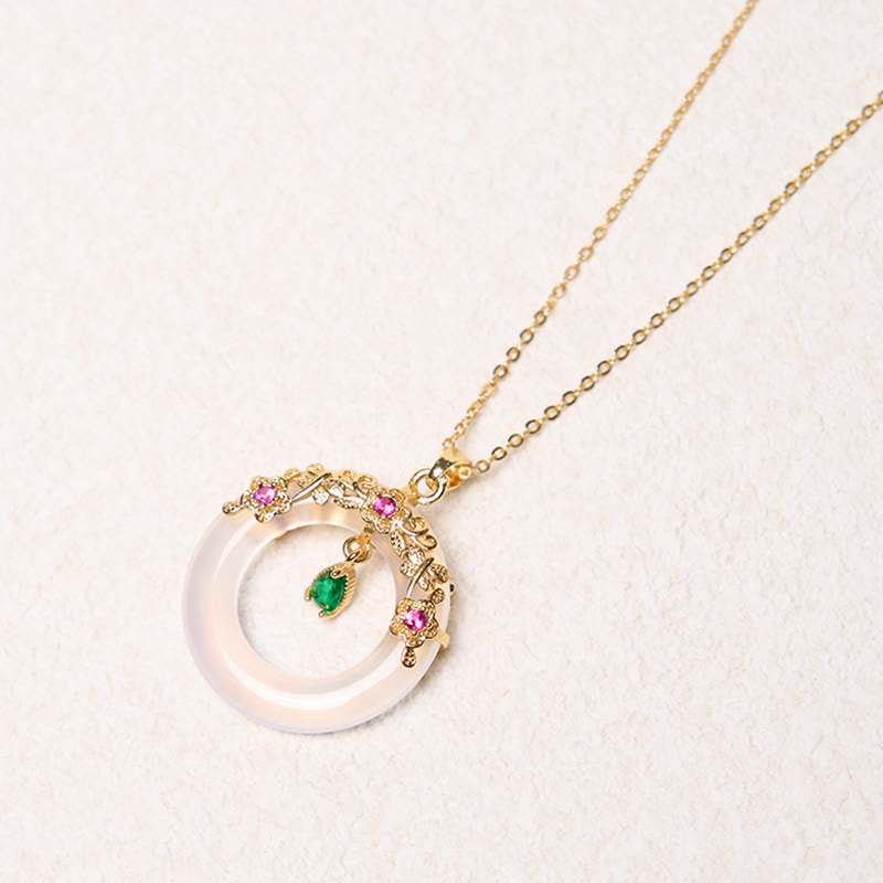 Nimara Ritual Green Chalcedony Peace Buckle Design Strength Necklace Pendant