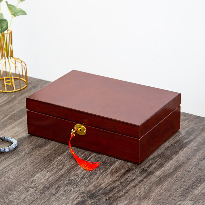 Nimara Ritual Vintage Wooden Jewelry Box Two-Layer Solid Wood Jewelry Storage Box