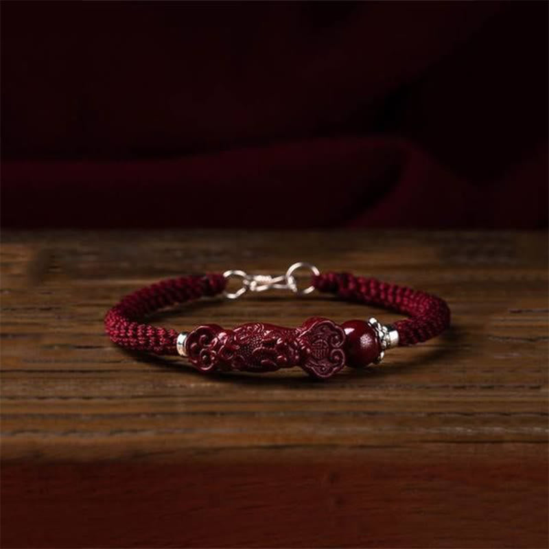 Nimara Ritual Handcrafted PiXiu Cinnabar Wealth Luck Braided Bracelet