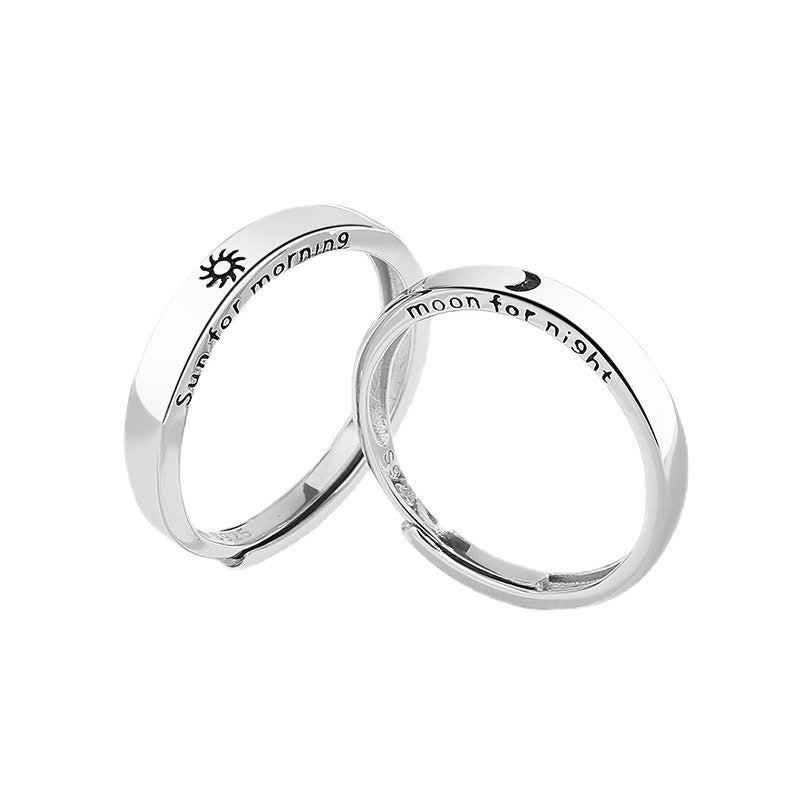 Nimara Ritual 925 Sterling Silver Sun Moon Protection Adjustable Couple Ring
