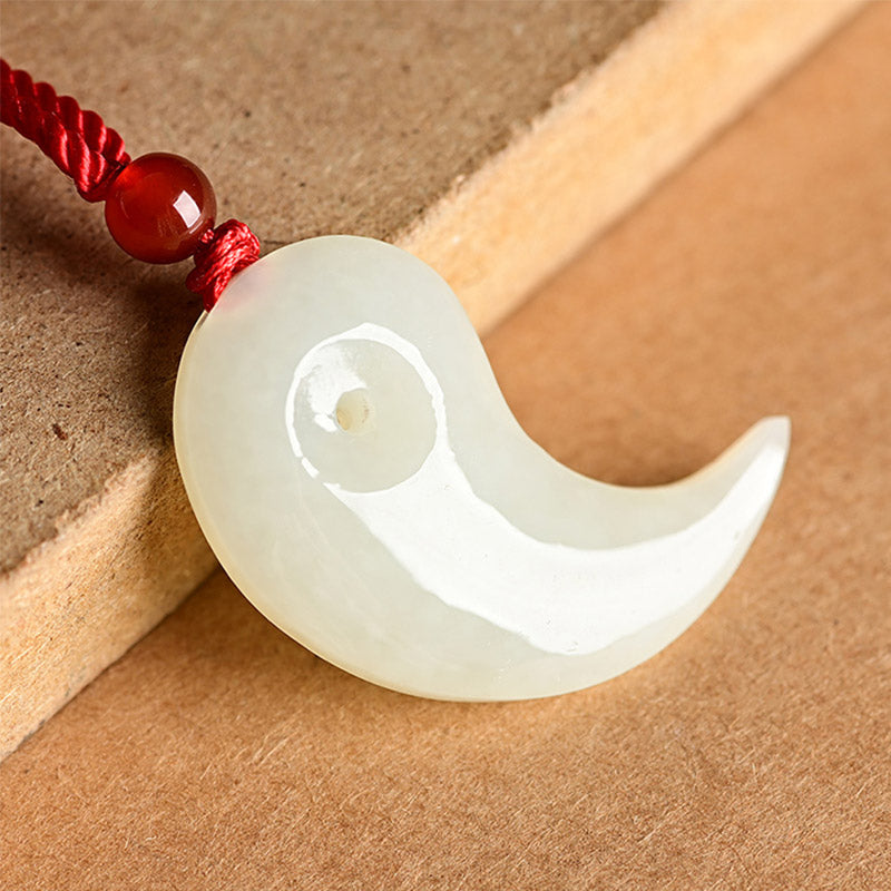 Nimara Ritual Yin Yang White Jade Cyan Jade Protection Blessing Necklace String Pendant