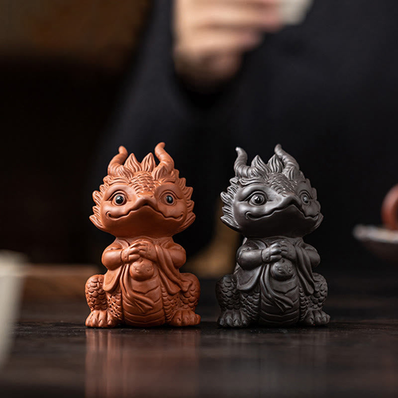 Nimara Ritual Luck Dragon Wealth Tea Pet Purple Clay Figurine Decoration