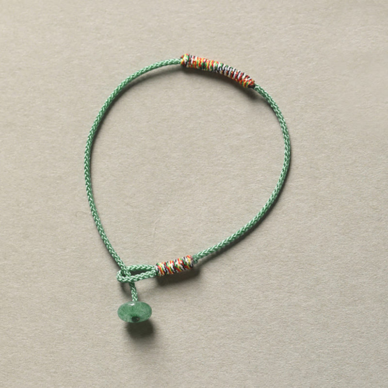 Nimara Ritual Tibetan Handmade Green Aventurine Luck Protection Braided Rope Bracelet