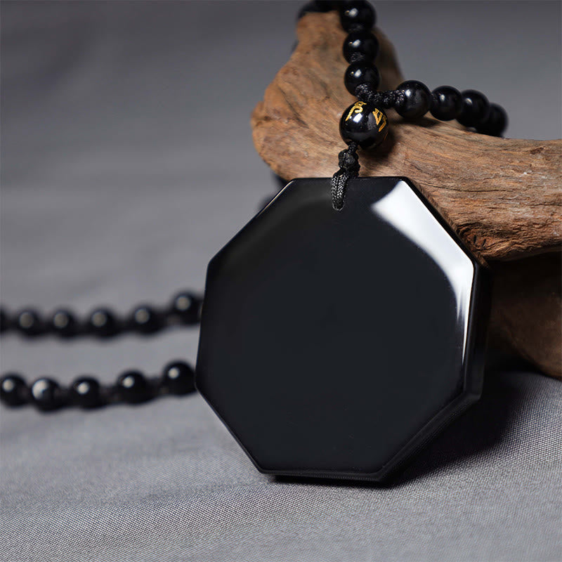 Nimara Ritual Black Obsidian Stone Yin Yang Pendant Necklace