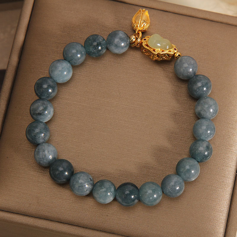 Nimara Ritual Natural Jade Gourd Tulip Charm Luck Bracelet