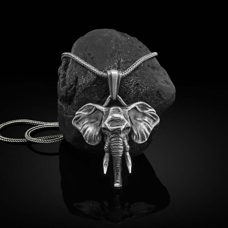 Nimara Ritual Elephant Pewter Titanium Steel Strength Necklace Pendant