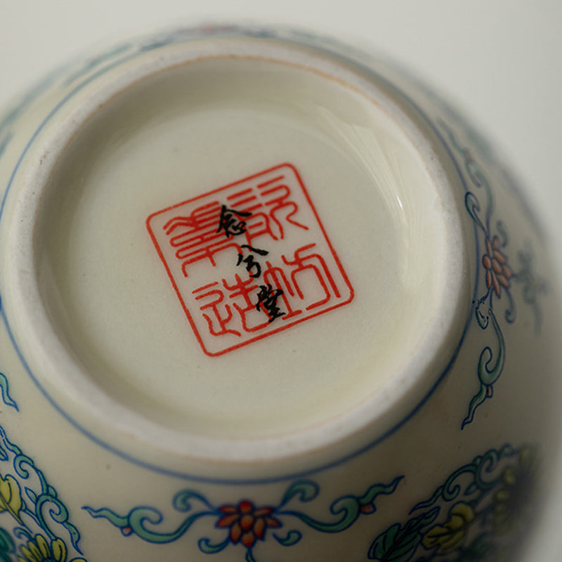 Nimara Ritual Koi Fish Arowana Peony Sunflower Ceramic Teacup Kung Fu Tea Cup 60ml