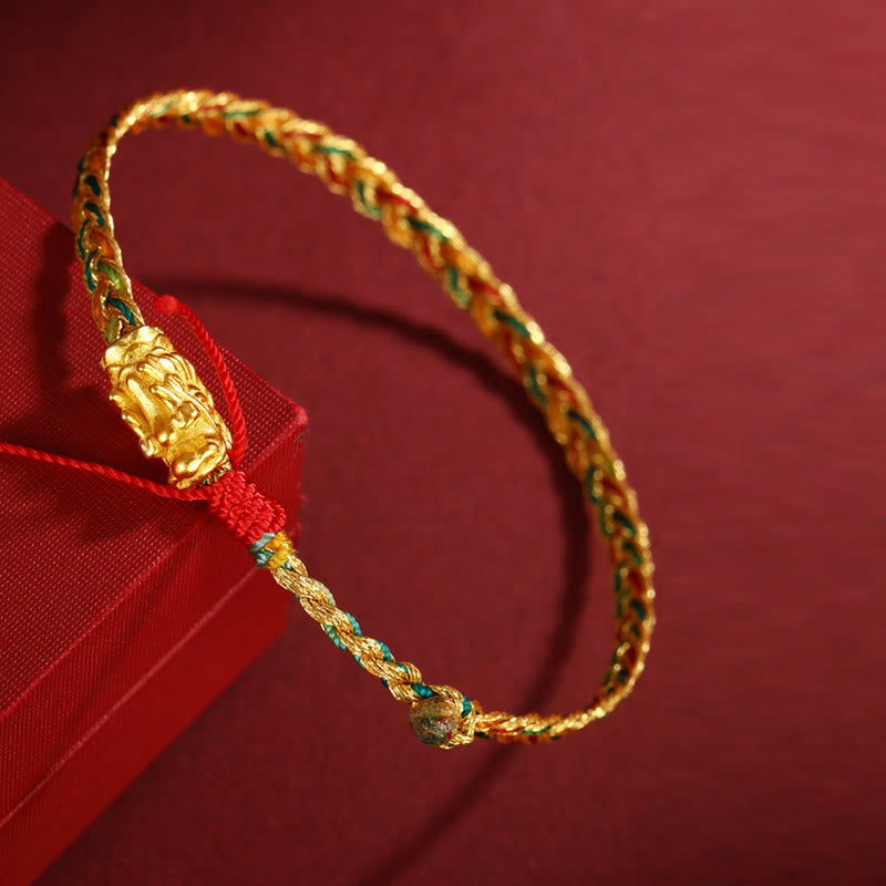 Nimara Ritual Year of the Dragon Handmade Colorful Dragon Carved Success Braided Bracelet