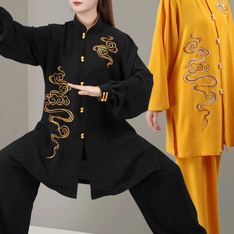 Nimara Ritual Auspicious Clouds Embroidery Meditation Prayer Spiritual Zen Tai Chi Qigong Practice Unisex Clothing Set