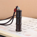 Nimara Ritual Ebony Wood Bamboo Pattern Ghau Prayer Box Peace Necklace Pendant