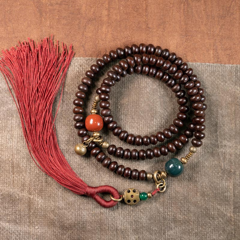 Nimara Ritual 108 Mala Beads Natural Tibet Purple Bodhi Seed Auspiciousness Bracelet