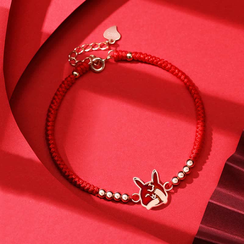 Nimara Ritual 925 Sterling Silver Chinese Zodiac Luck Faith Discolor Red String Bracelet