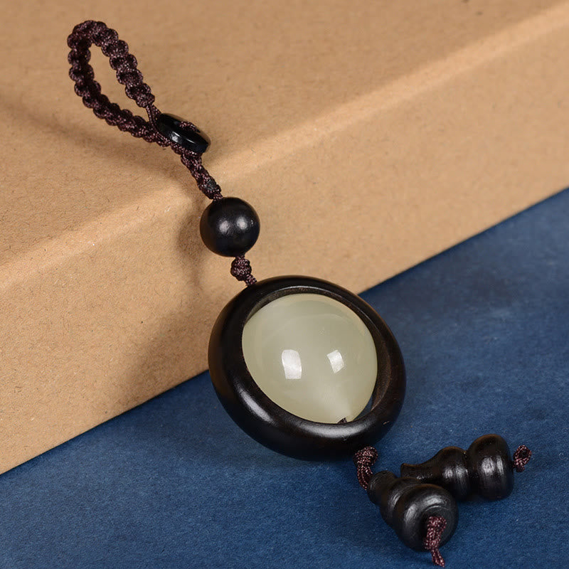Nimara Ritual Red Sandalwood Ebony Wood Green Sandalwood Luminous Lucky Bead Gourd Peace Key Chain