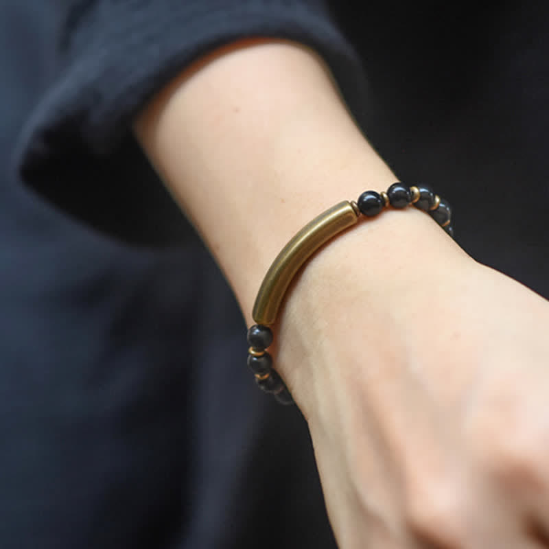 Nimara Ritual Red Jasper Moss Agate Black Obsidian Crystal Copper Peace Couple Bracelet