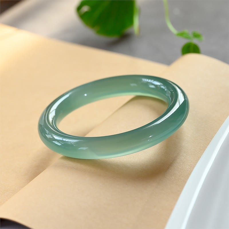 Nimara Ritual Natural Green Chalcedony Strength Bangle Bracelet