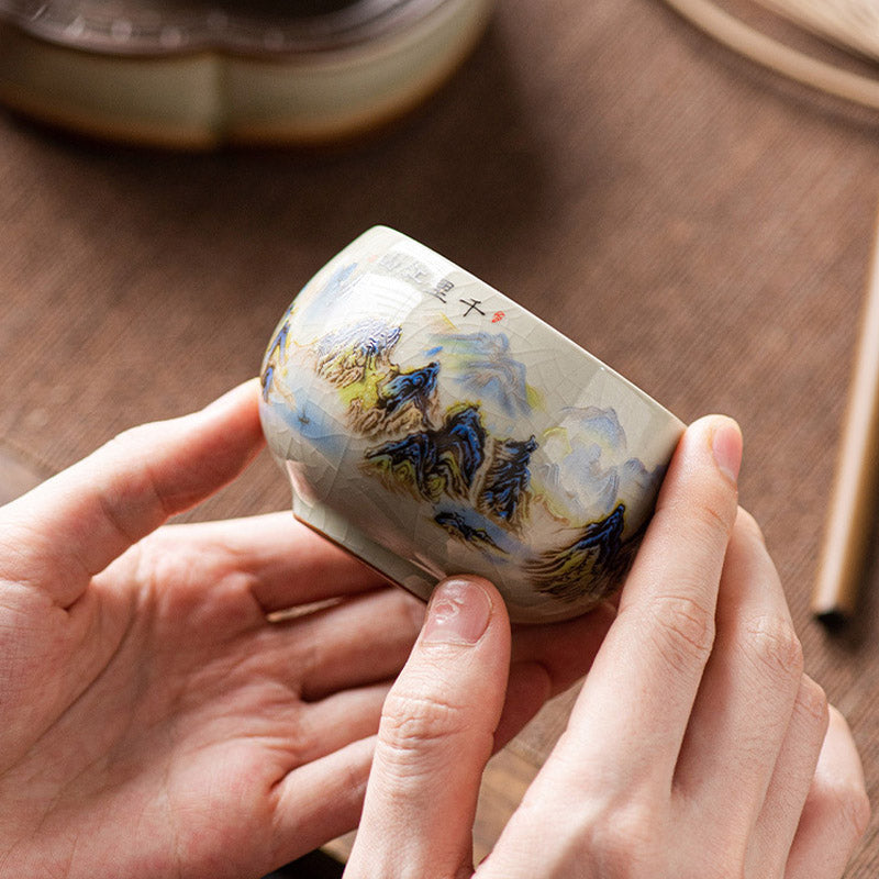 Nimara Ritual A Panorama of Rivers and Mountains Ceramic Teacup Kung Fu Tea Cup 150ml