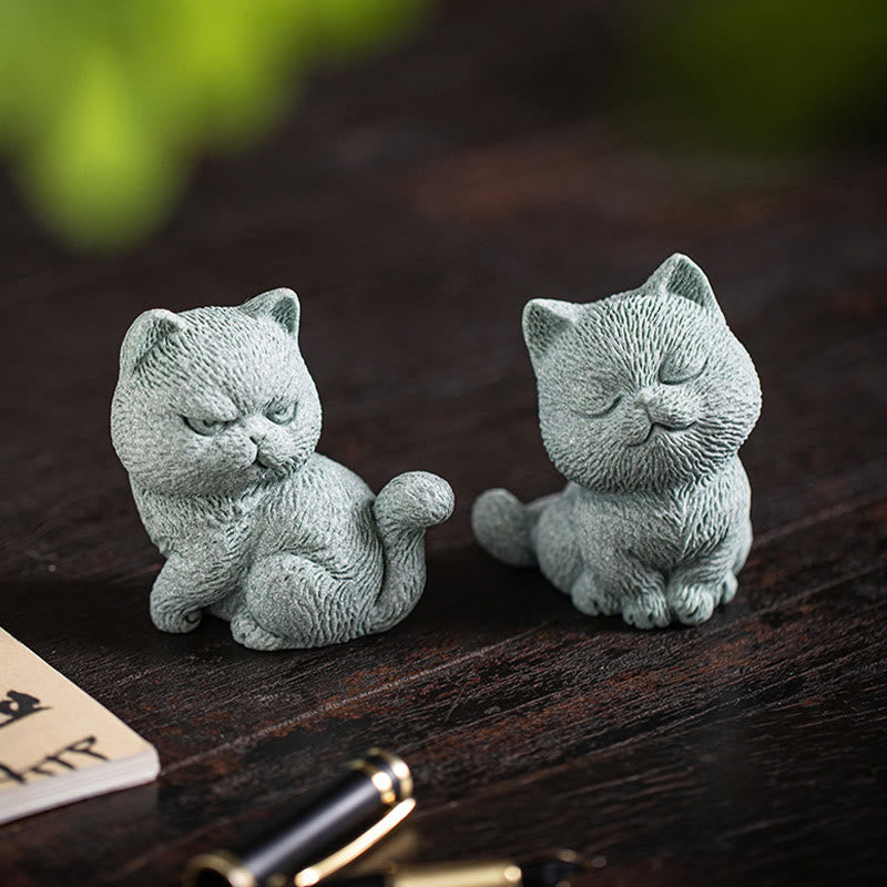 Nimara Ritual Small Cat Home Tea Pet Figurine Desk Decoration