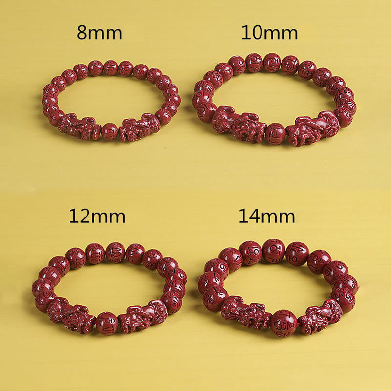 Nimara Ritual Natural Double PiXiu Cinnabar Om Mani Padme Hum Wealth Luck Bead Bracelet