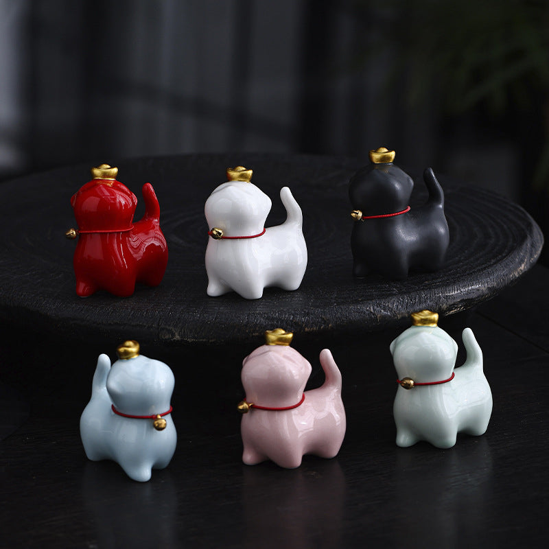 Nimara Ritual Mini Lucky Cat Ingot Tea Pet Ceramic Home Desk Figurine Decoration