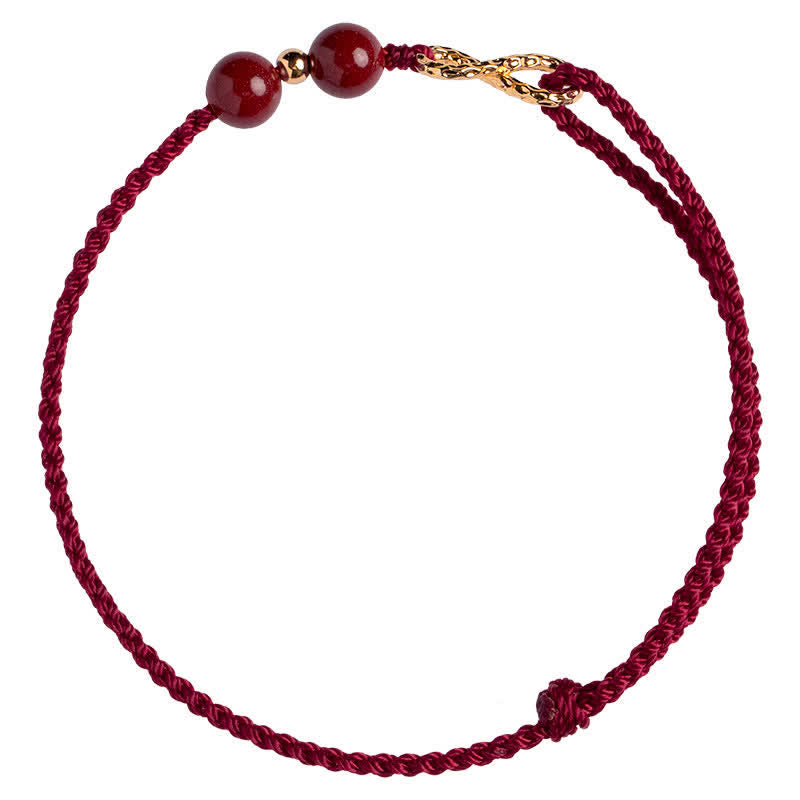 Nimara Ritual Cinnabar Blessing Red String Golden Infinity Symbol Bracelet Anklet