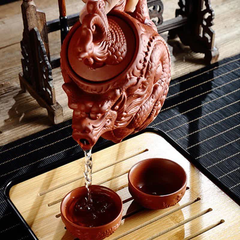 Nimara Ritual Vintage Dragon Phoenix Ceramic Teapot