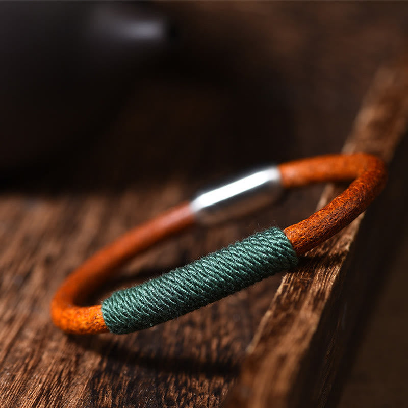 Nimara Ritual Tibetan Leather Handmade Five Elements Luck Braid String Buckle Bracelet