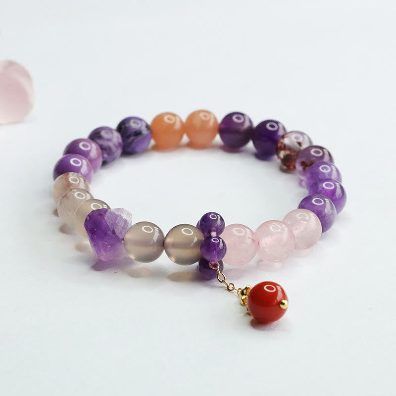 Nimara Ritual Natural Amethyst Crystal Inner Peace Healing Bead Charm Bracelet