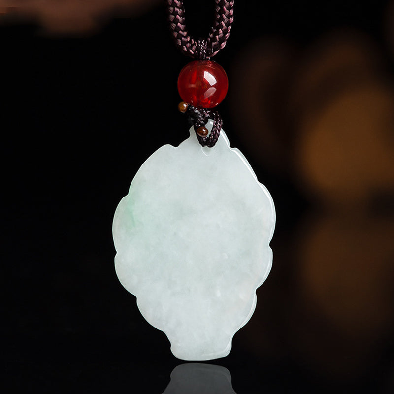 Nimara Ritual Natural Jade Nine Tailed Fox Luck Prosperity Necklace Pendant