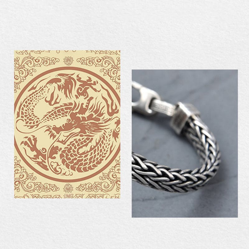 Nimara Ritual Retro Blue Acrylic Dragon Keel Braided Design Healing Wealth Buckle Bracelet