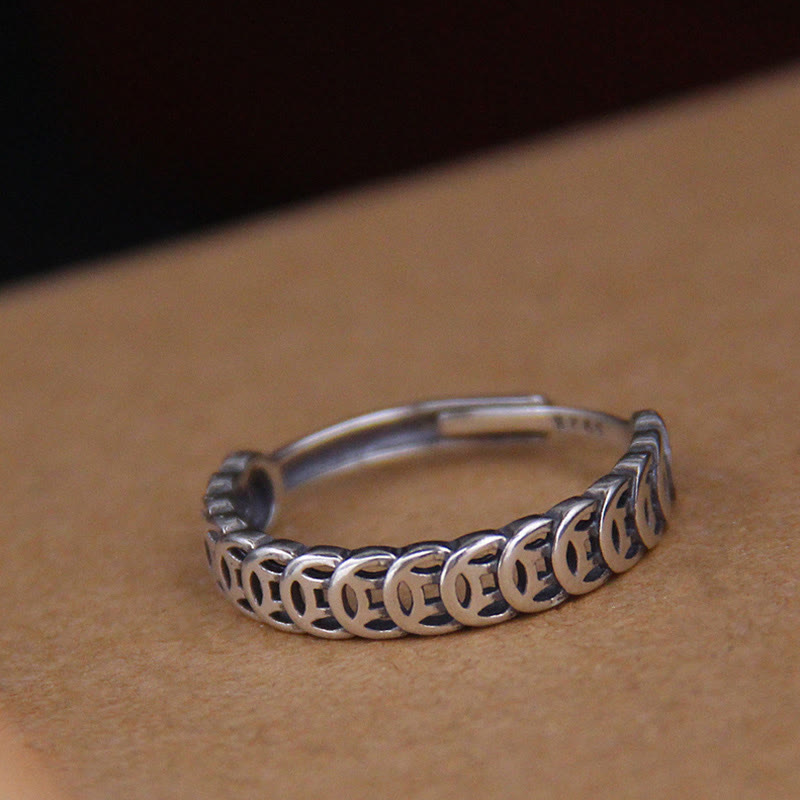 Nimara Ritual Vintage Copper Coin Design Luck Adjustable Ring