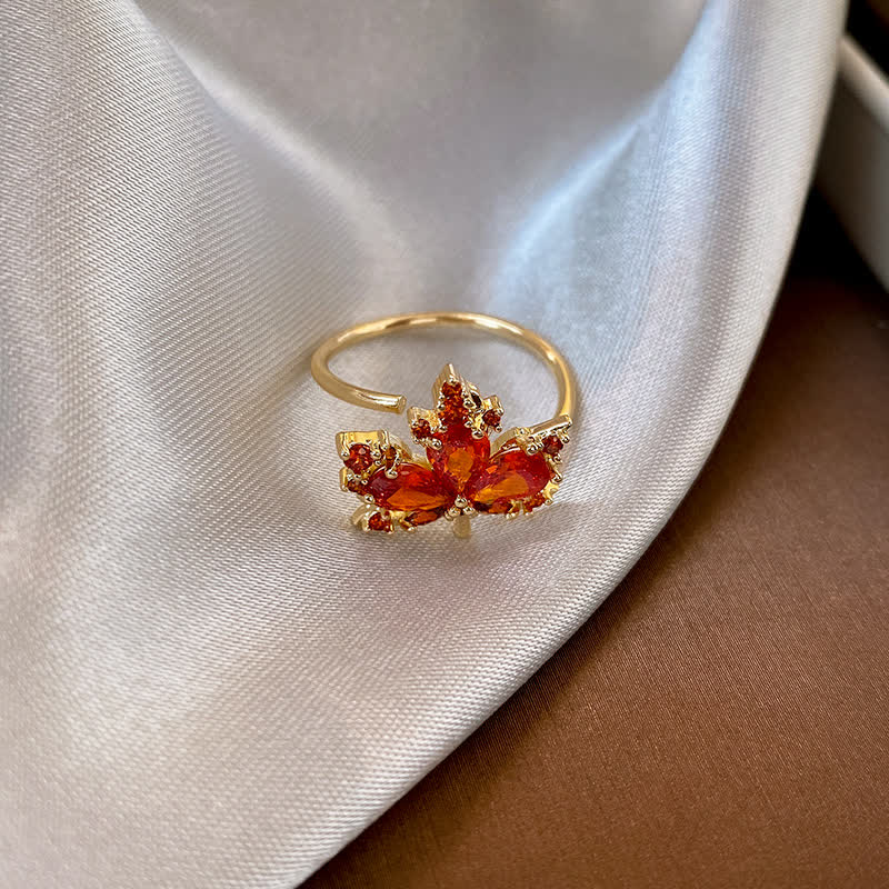 Nimara Ritual Maple Leaf Zircon Luck Necklace Pendant Ring Earrings