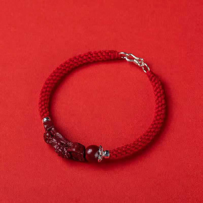 Nimara Ritual Handcrafted PiXiu Cinnabar Wealth Luck Braided Bracelet