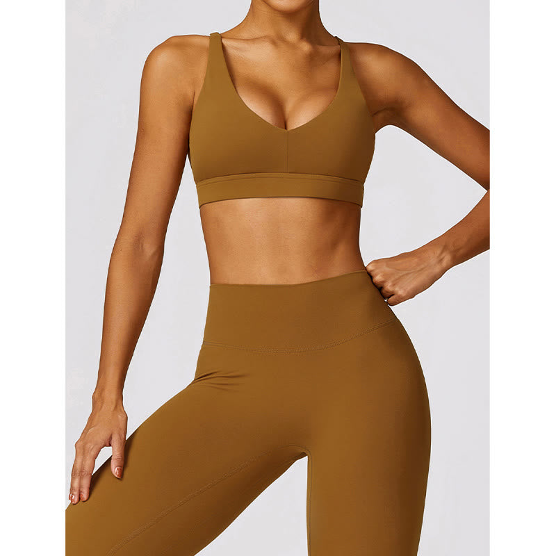 Nimara Ritual Gym Sports Yoga Backless Bra Crop Tank Top Breathable Shorts