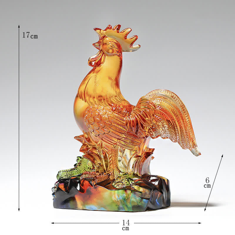 Nimara Ritual Handmade Liuli Crystal Rooster Art Piece Home Decoration