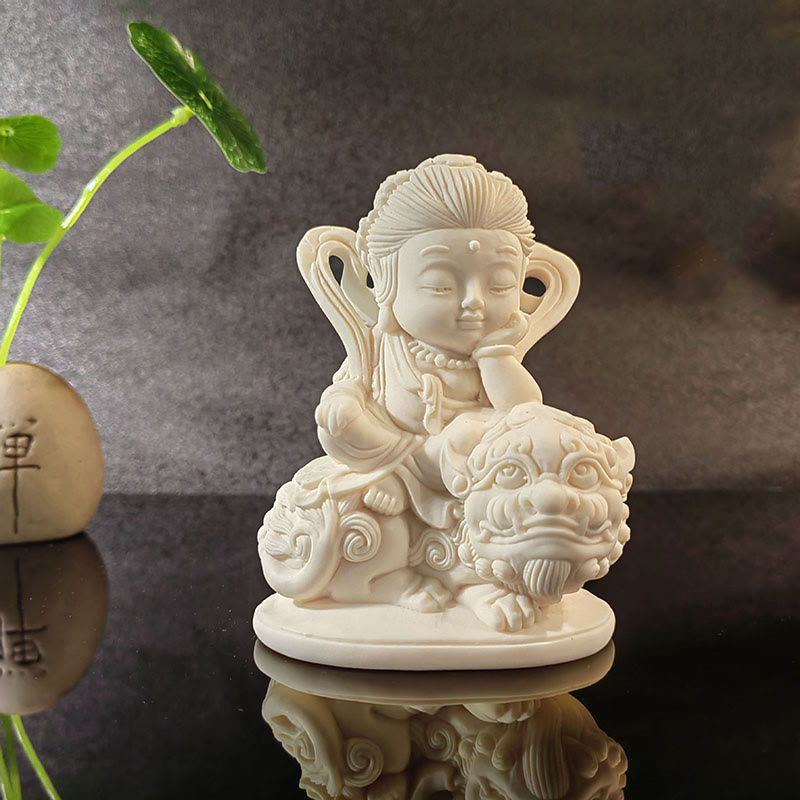 Nimara Ritual Mini Ivory Fruit Tathagata Buddha Lotus Kwan Yin Avalokitesvara Manjusri Samantabhadra Serenity Desk Decoration