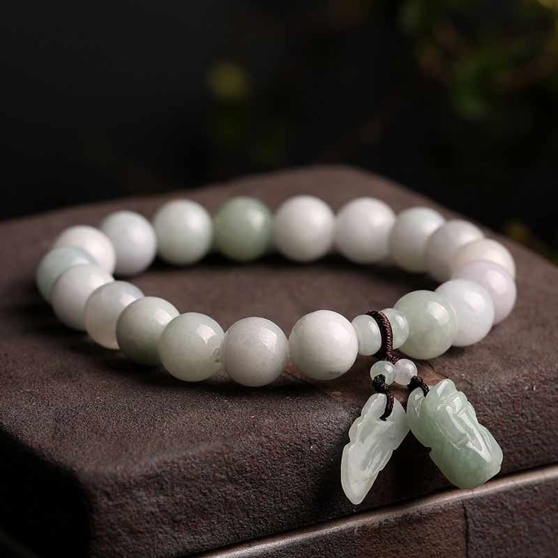 Nimara Ritual Natural Jade Pi Xiu Buddha Gourd Apple Success Bracelet