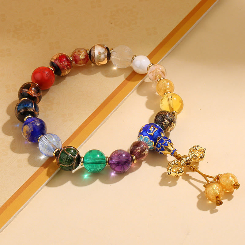 Nimara Ritual Tibetan Colorful Incense Ash Liuli Glass Bead Om Mani Padme Hum Dorje Vajra 18 Beads Wrist Mala