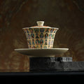 Nimara Ritual Dunhuang Color Thousand Buddhas Flying Apsaras Pattern Gaiwan Teacup Kung Fu Tea Cup With Lid