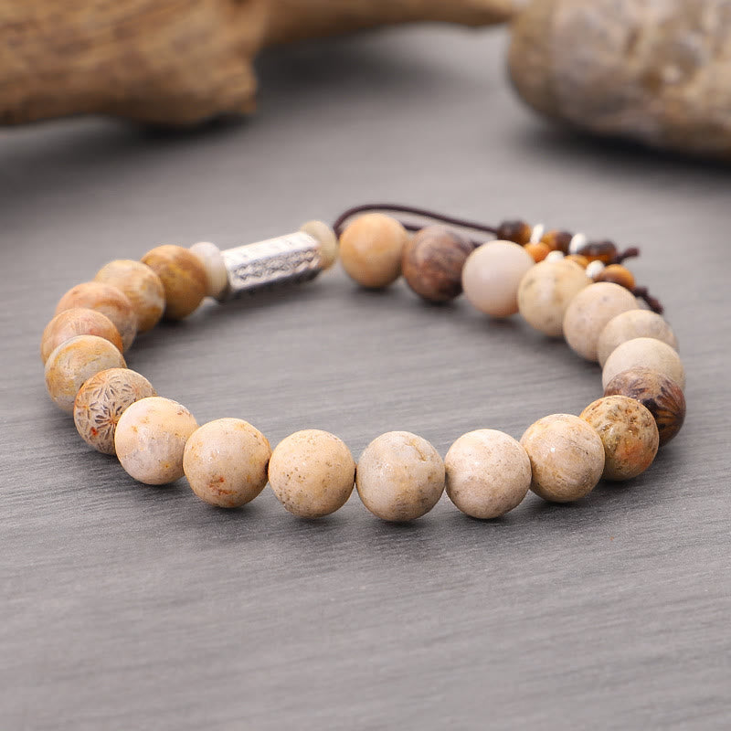 Nimara Ritual Weathered Stone Om Mani Padme Hum Strengthen Bracelet